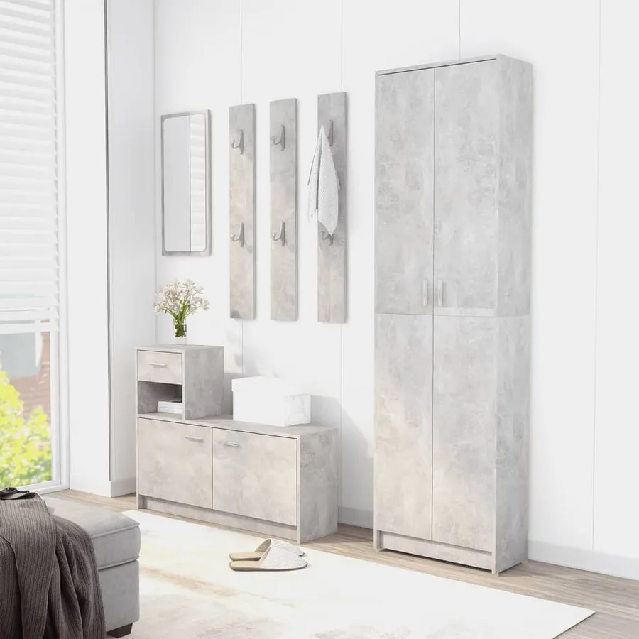 Garde-robe de couloir Gris béton 55x25x189 cm Bois d'ingénierie - 3