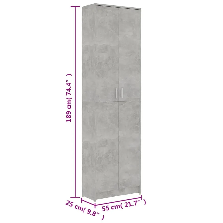 Garde-robe de couloir Gris béton 55x25x189 cm Bois d'ingénierie - 9