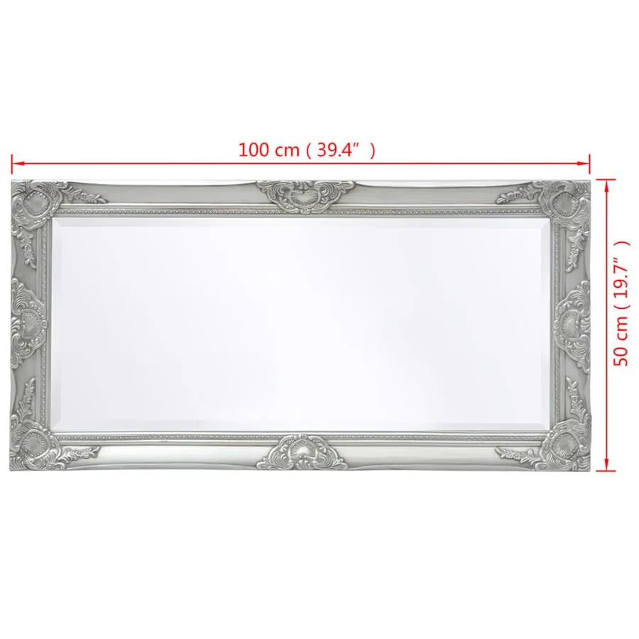 Miroir mural style baroque 100x50 cm Argenté - 9