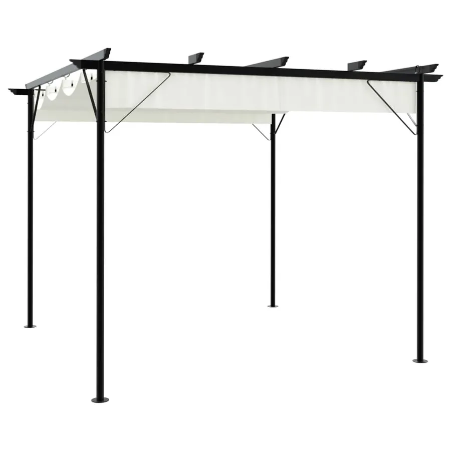 Pergola avec toit rétractable Blanc crème 3 x 3 m Acier