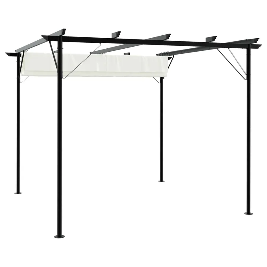 Pergola avec toit rétractable Blanc crème 3 x 3 m Acier - 2