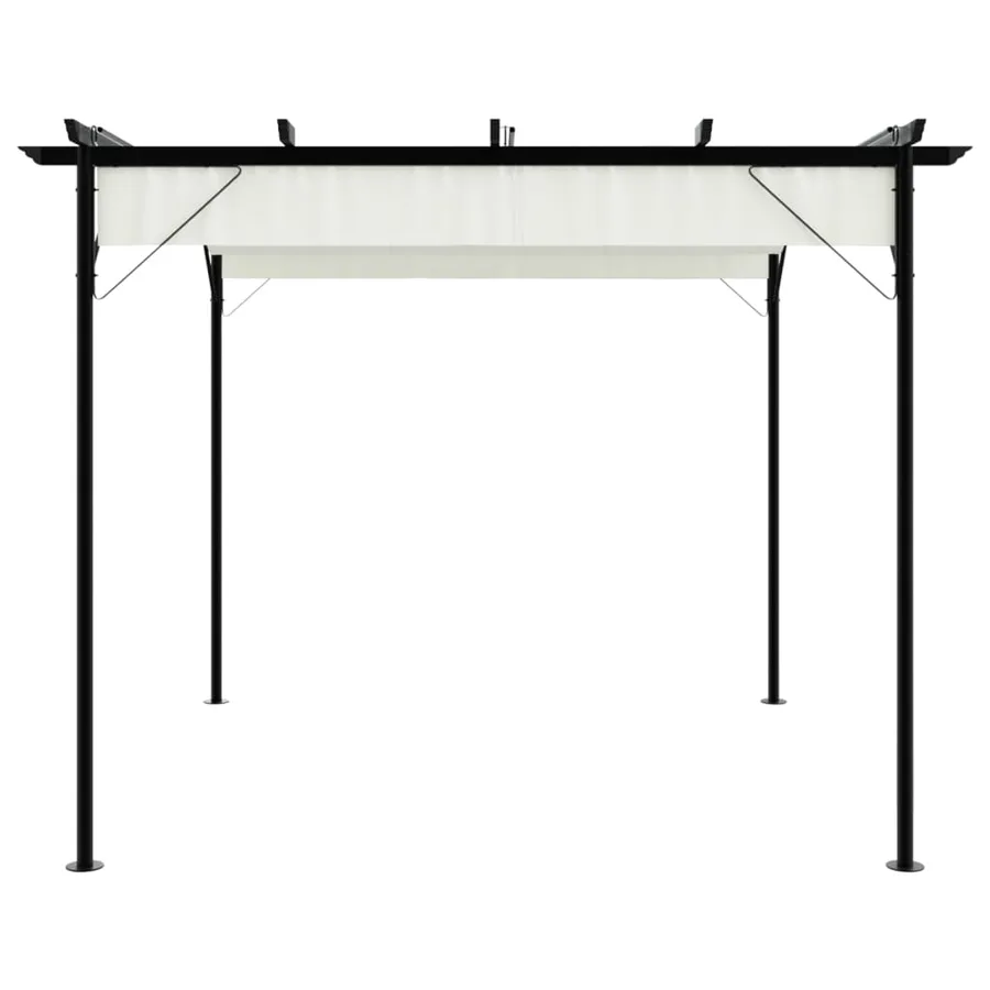 Pergola avec toit rétractable Blanc crème 3 x 3 m Acier - 3