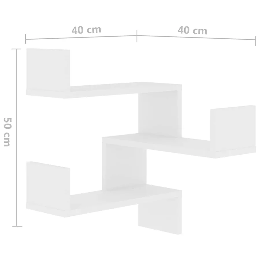 Étagères murales d'angle 2 pcs Blanc 40x40x50cm bois ingénierie - 10