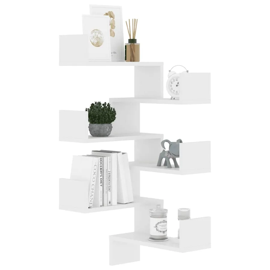 Étagères murales d'angle 2 pcs Blanc 40x40x50cm bois ingénierie - 4