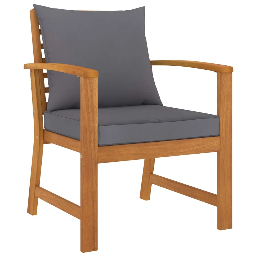 Salon de jardin 5 pcs avec coussin Bois d'acacia solide - 7