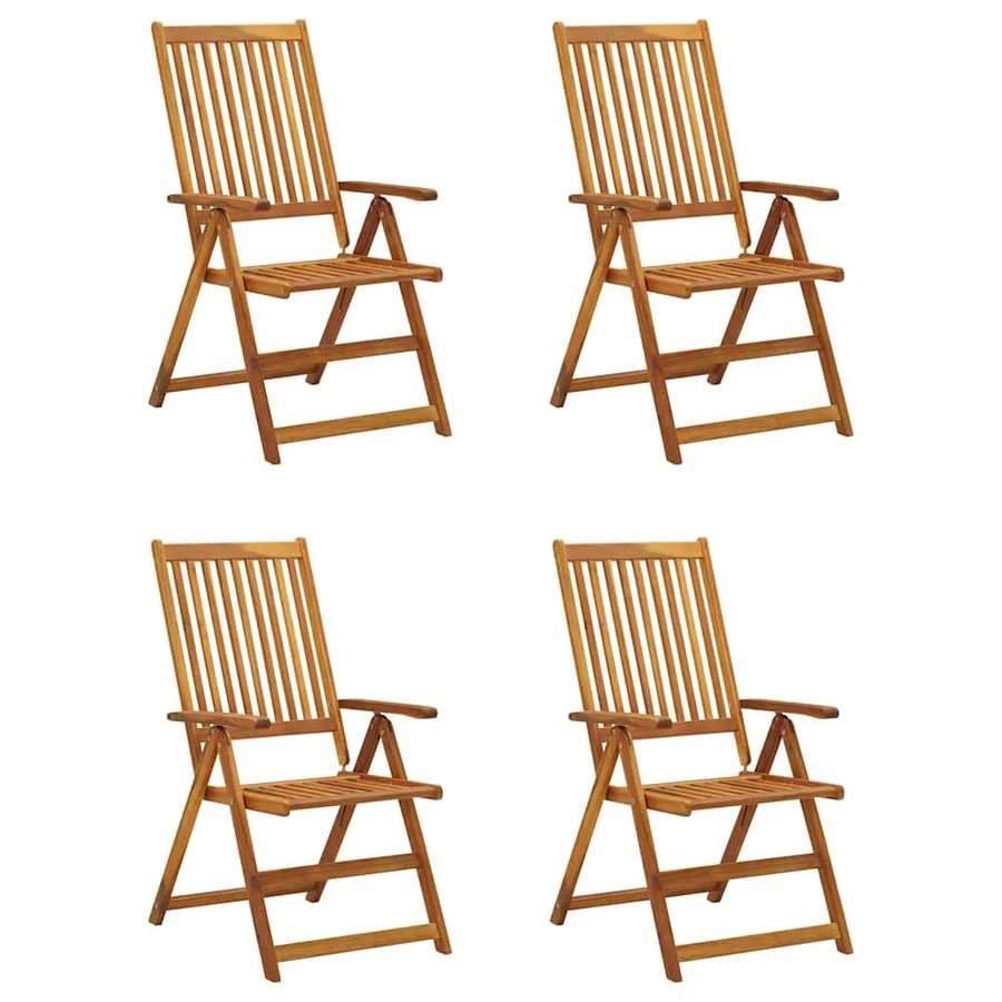 Chaises inclinables de jardin lot de 4 et coussins Bois acacia - 2