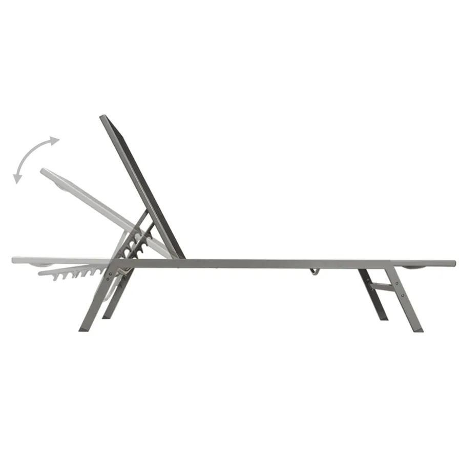 Chaises longues lot de 2 avec table acier et textilène noir - 3