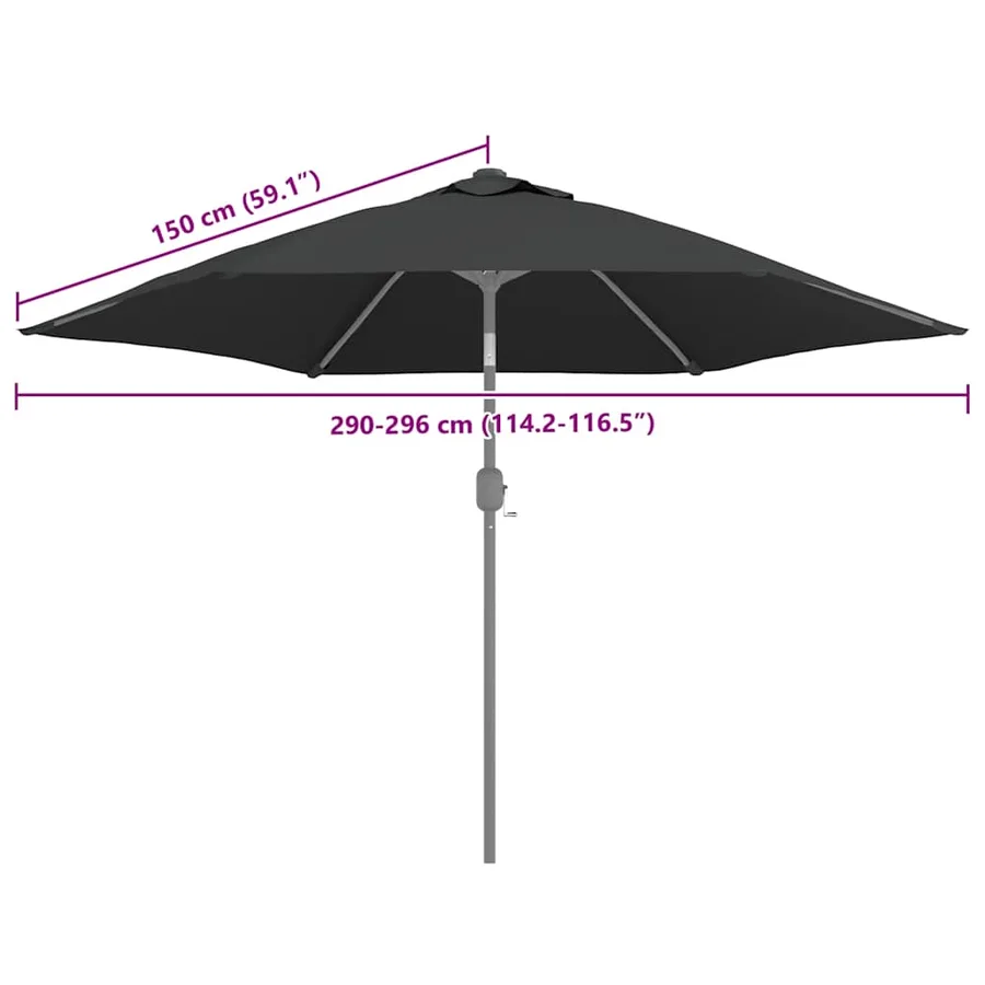 Tissu de remplacement pour parasol d'extérieur Anthracite 300cm - 7