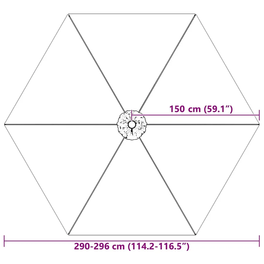 Tissu de remplacement pour parasol d'extérieur Anthracite 300cm - 8