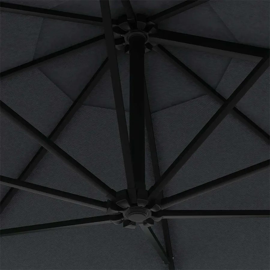 Parasol mural de jardin avec LED 300 cm anthracite - 8