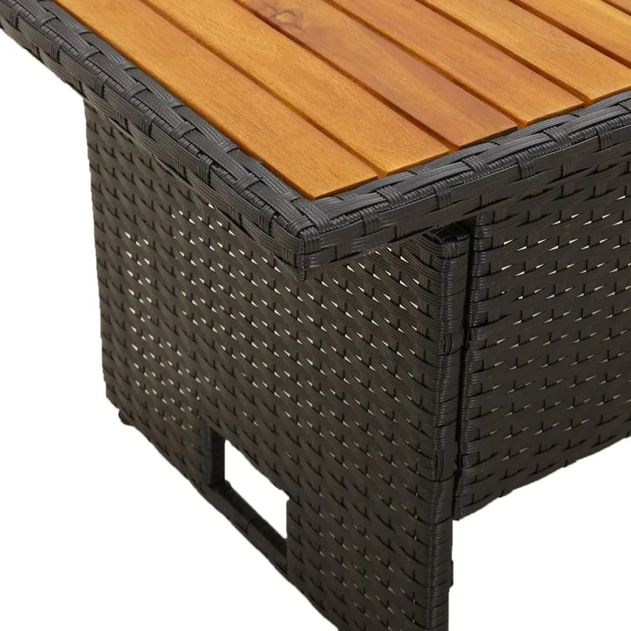 Table de jardin noir 100x50x43/63 cm acacia et résine tressée - 6