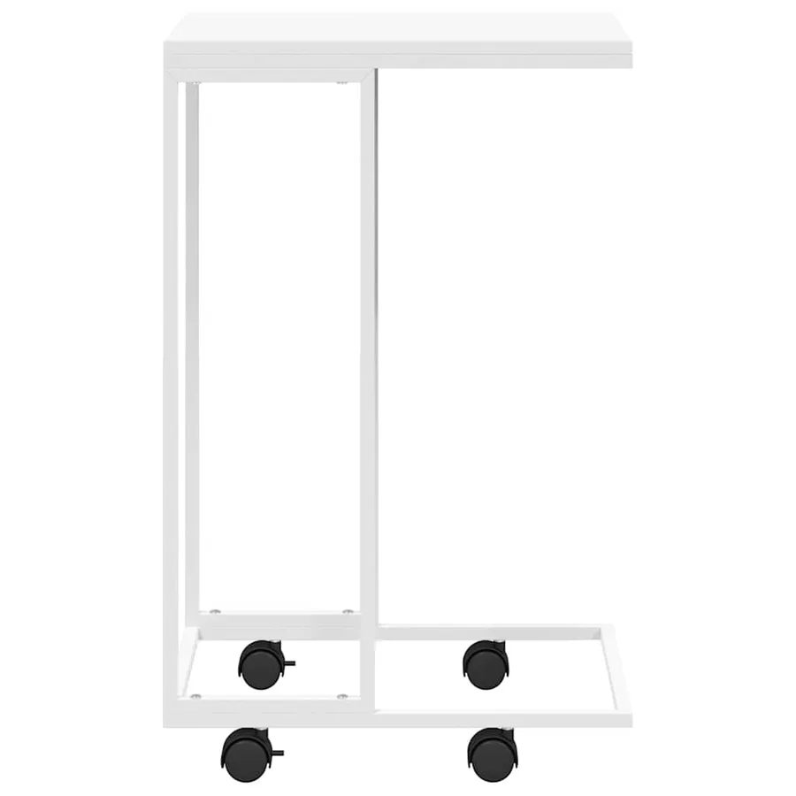Table d'appoint avec roues Blanc 40x30x63,5cm Bois d'ingénierie - 4