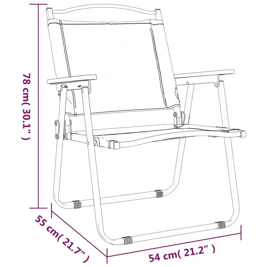 Chaises de camping lot de 2 Beige 54x55x78 cm Tissu Oxford - 8
