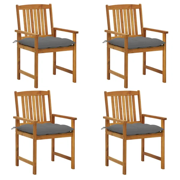 Chaises de jardin avec coussins lot de 4 Bois d'acacia massif