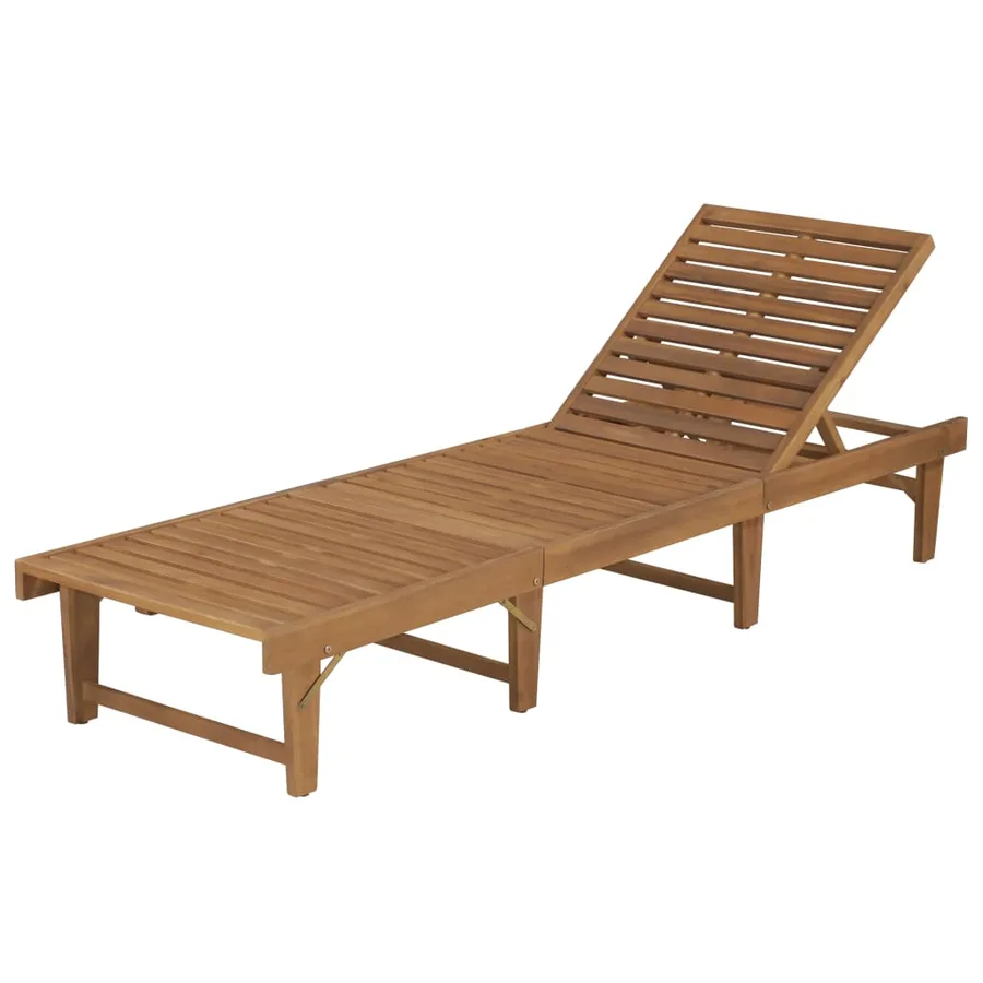 Chaise longue pliable Bois d'acacia solide - 2