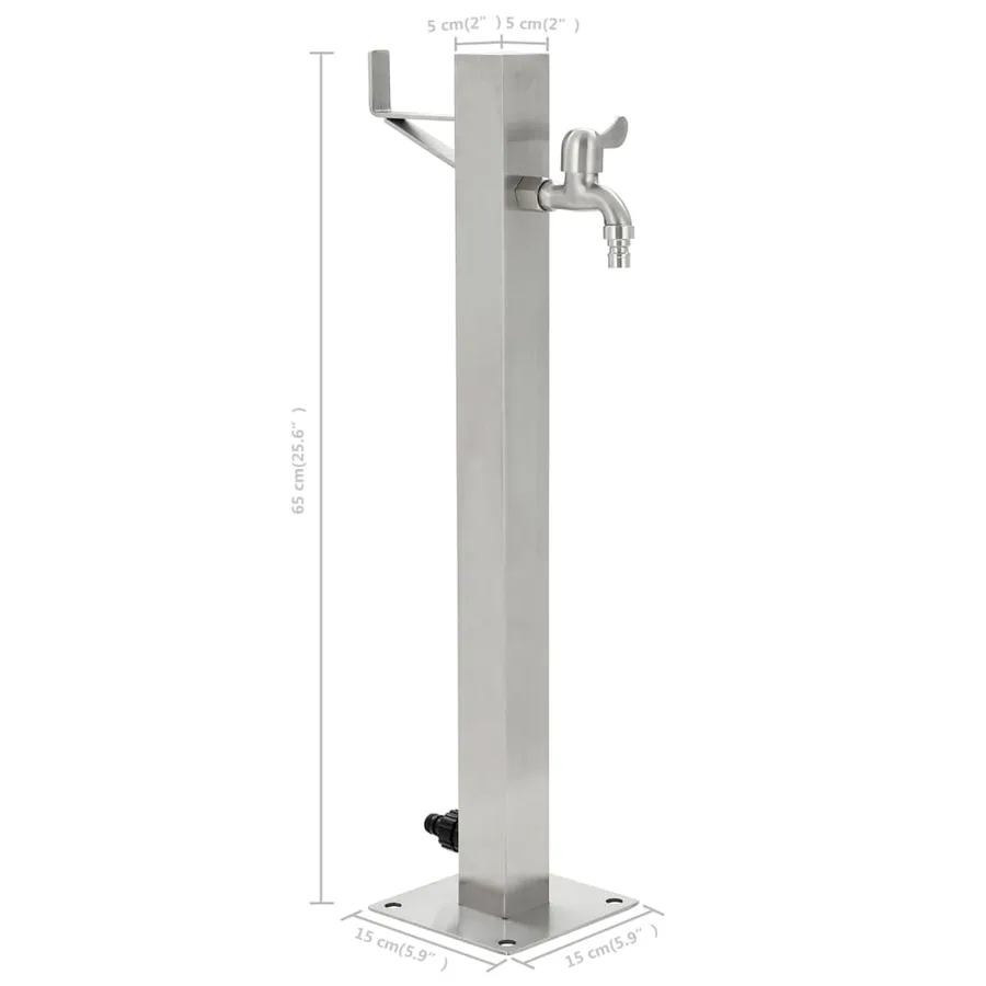 Colonne à eau de jardin carrée Acier inoxydable 65 cm - 8