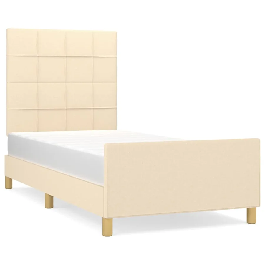 Cadre de lit sans matelas crème 90x190 cm tissu - 2