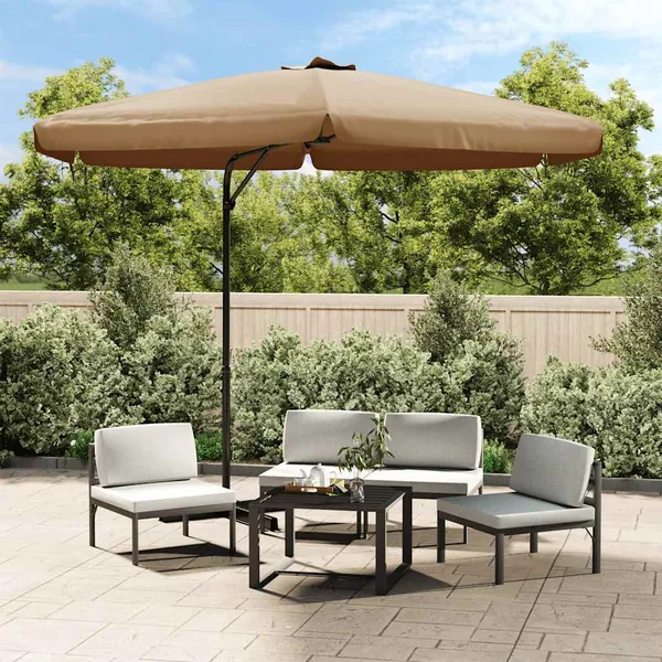Parasol de jardin avec mât en acier 300 cm Taupe