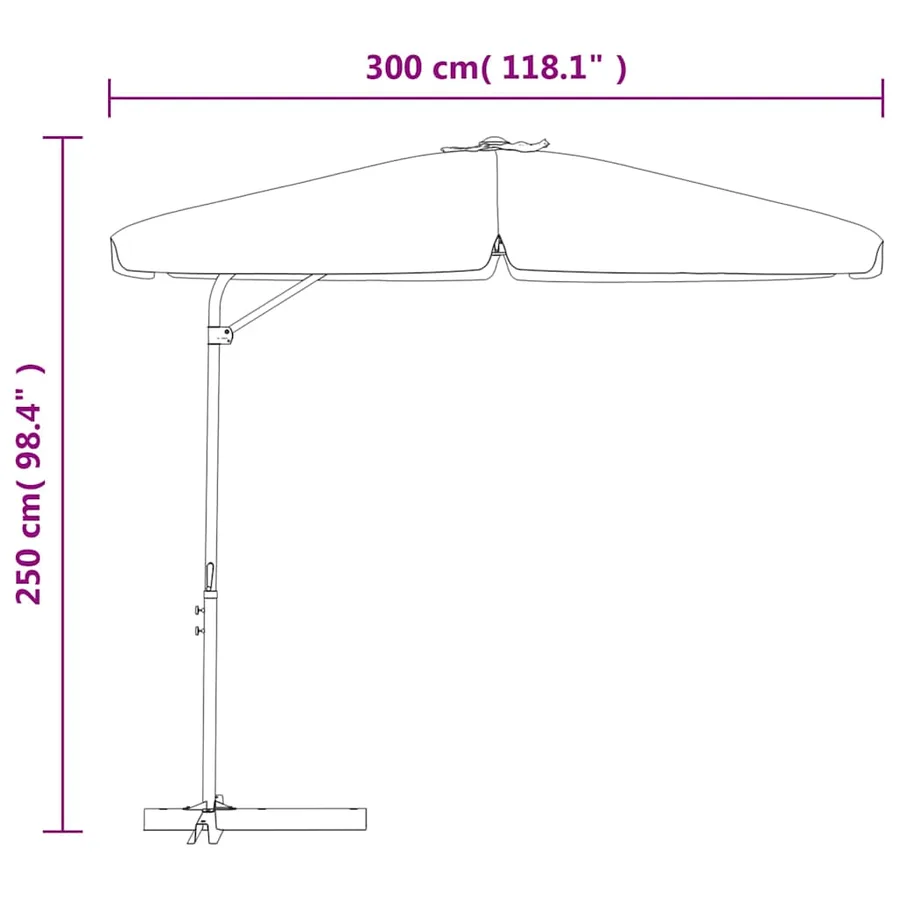 Parasol de jardin avec mât en acier 300 cm Taupe - 8