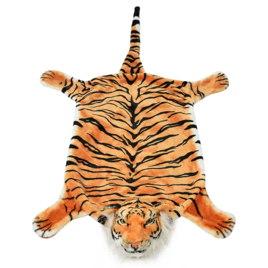 Tapis en peluche en forme de tigre 144 cm Marron - 2