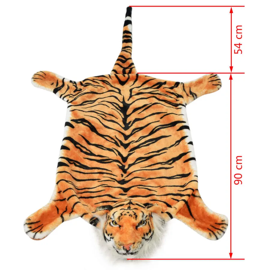 Tapis en peluche en forme de tigre 144 cm Marron - 4