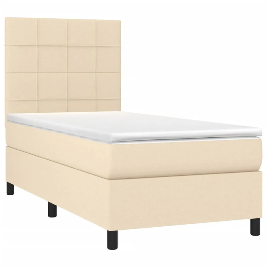 Sommier à lattes de lit et matelas Crème 90x190 cm Tissu - 3