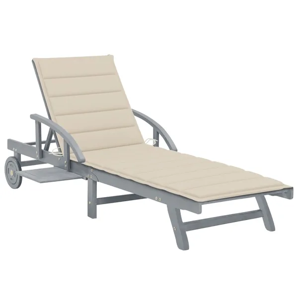 Chaise longue de jardin avec coussin Bois d'acacia solide