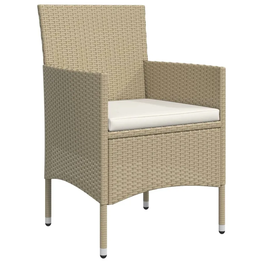 Ensemble à manger de jardin coussins 7 pcs Beige/noir - 5