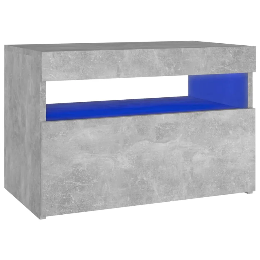 Table de chevet avec lumières LED gris béton 60x35x40 cm - 2