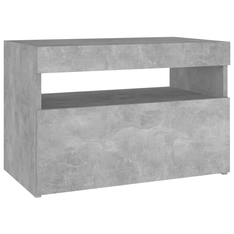 Table de chevet avec lumières LED gris béton 60x35x40 cm - 8