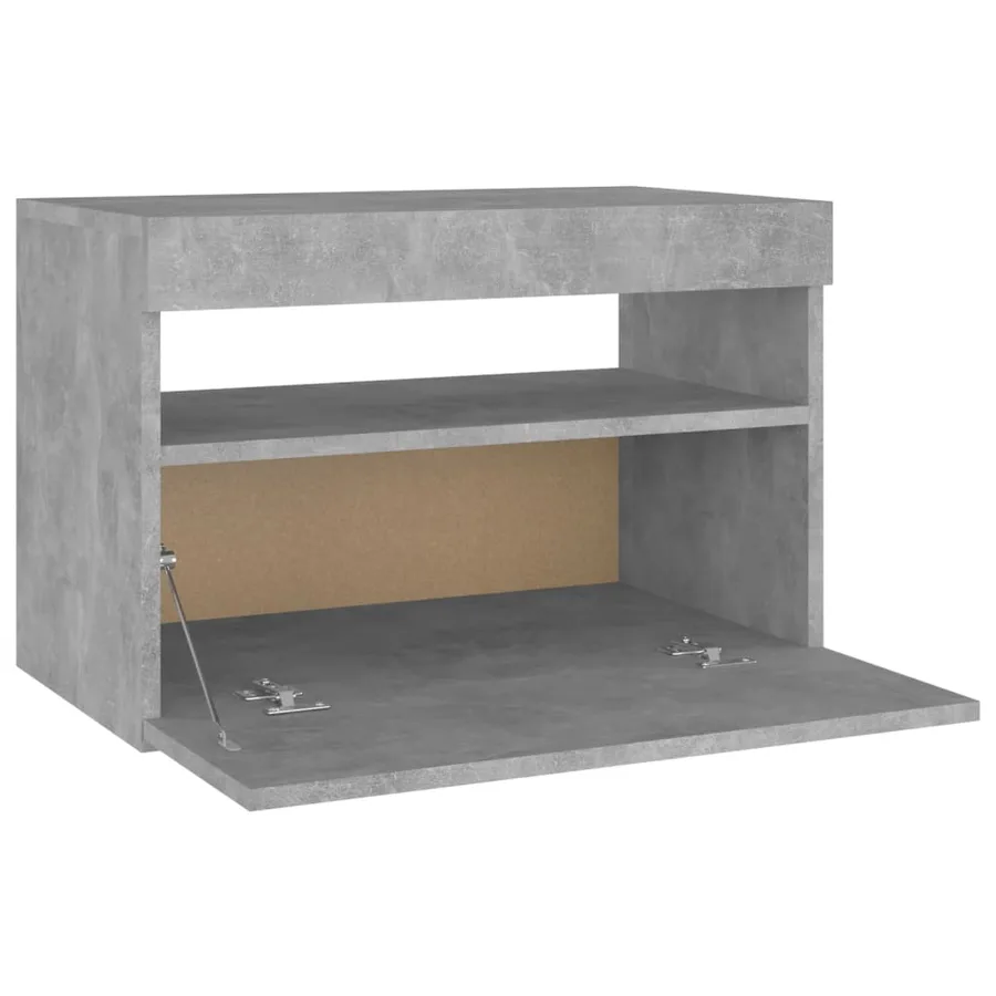 Table de chevet avec lumières LED gris béton 60x35x40 cm - 9