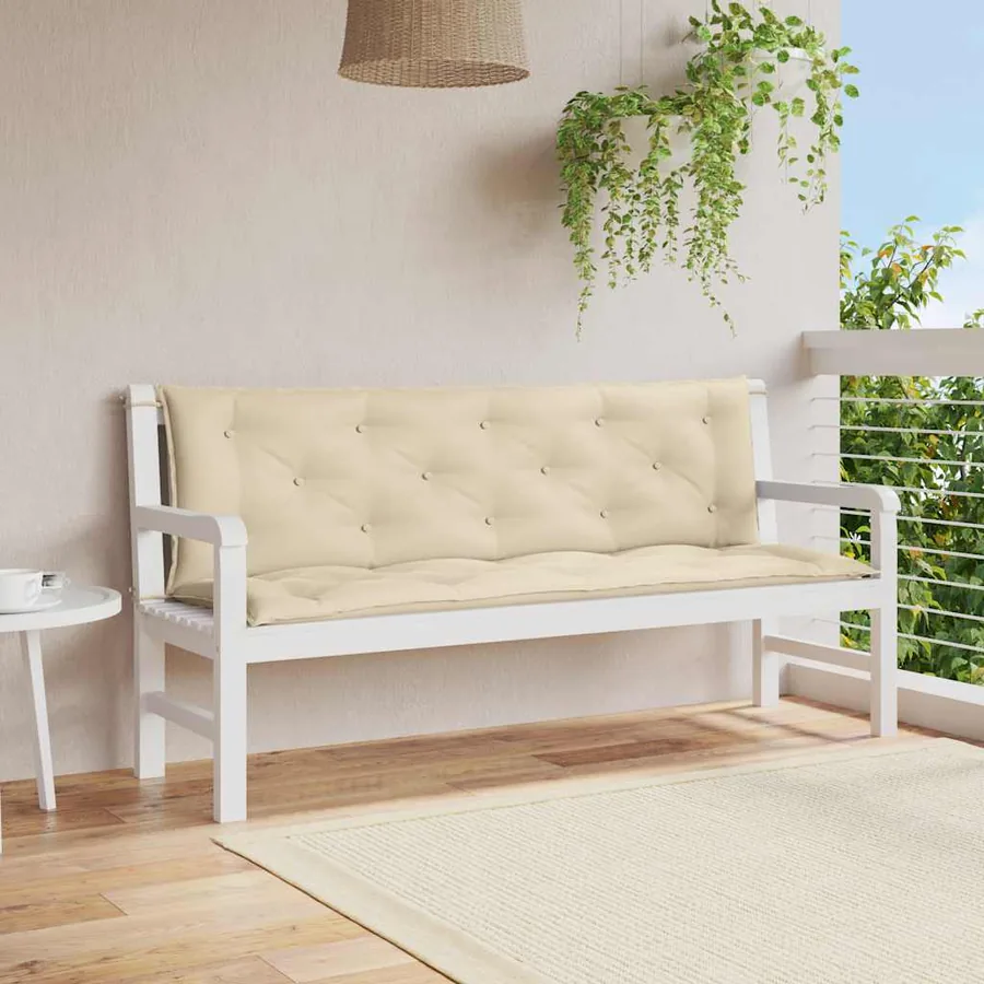 Coussin de banc de jardin beige 150x(50+50)x7 cm tissu oxford
