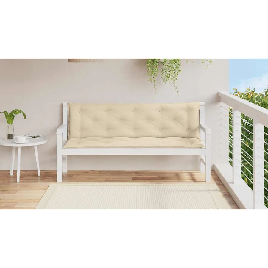 Coussin de banc de jardin beige 150x(50+50)x7 cm tissu oxford - 3
