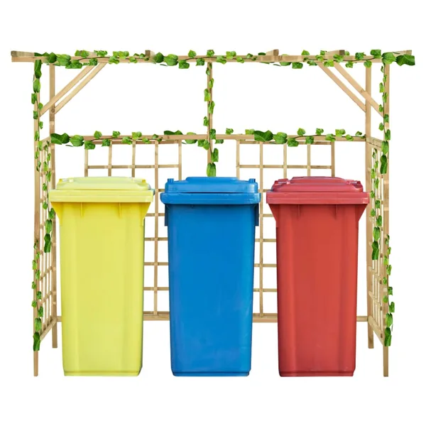 Pergola de jardin pour poubelles triples Bois de pin imprégné