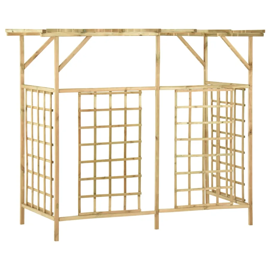Pergola de jardin pour poubelles triples Bois de pin imprégné - 5