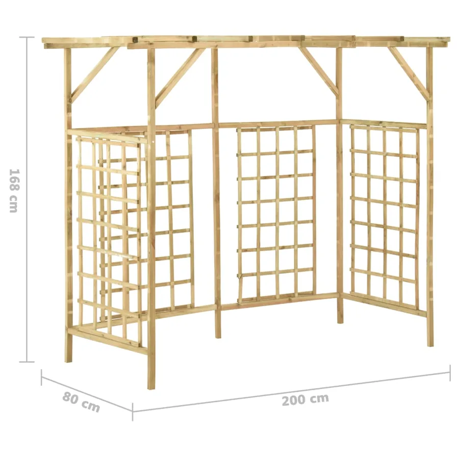 Pergola de jardin pour poubelles triples Bois de pin imprégné - 7