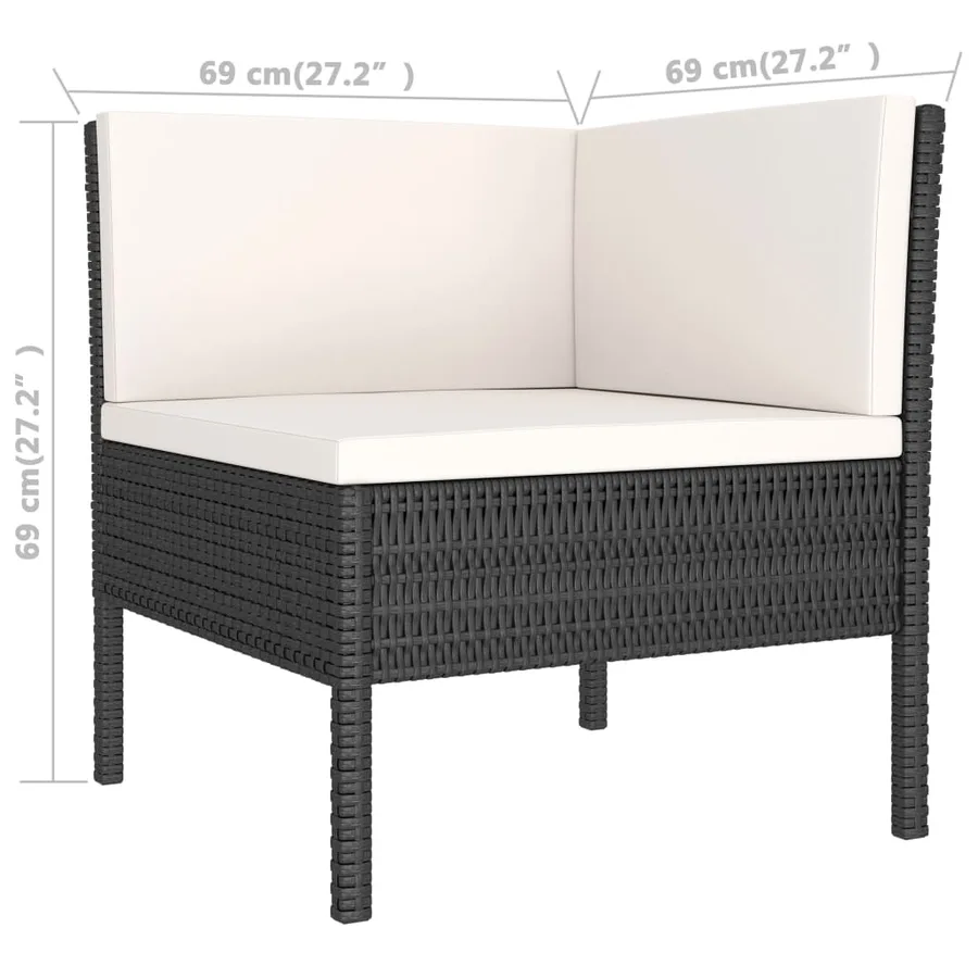 Salon de jardin 6 pcs avec coussins résine tressée noir - 6