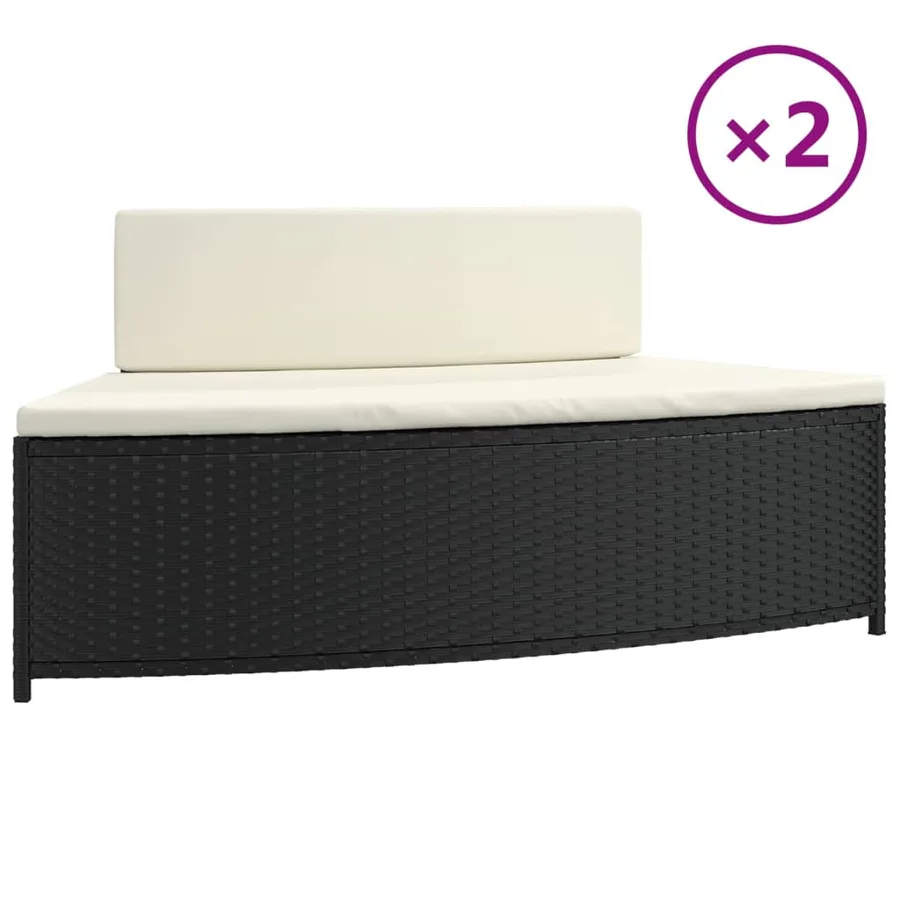 Bancs de spa avec coussins lot de 2 noir résine tressée - 2