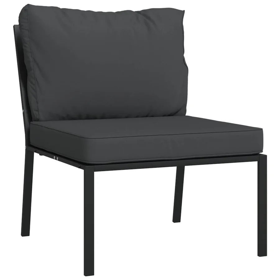 Salon de jardin 9 pcs avec coussins gris acier - 5