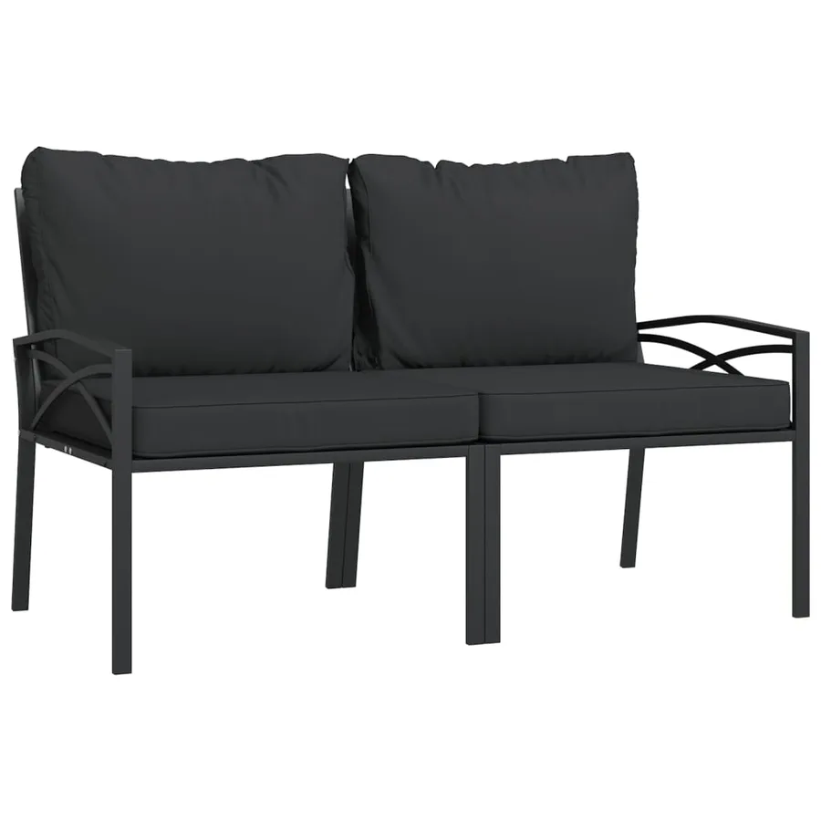 Salon de jardin 9 pcs avec coussins gris acier - 6