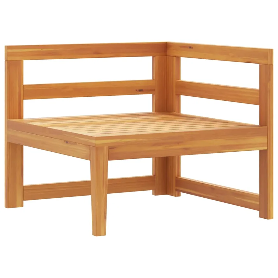 Canapé d'angle avec coussins gris foncé Bois d'acacia solide - 4