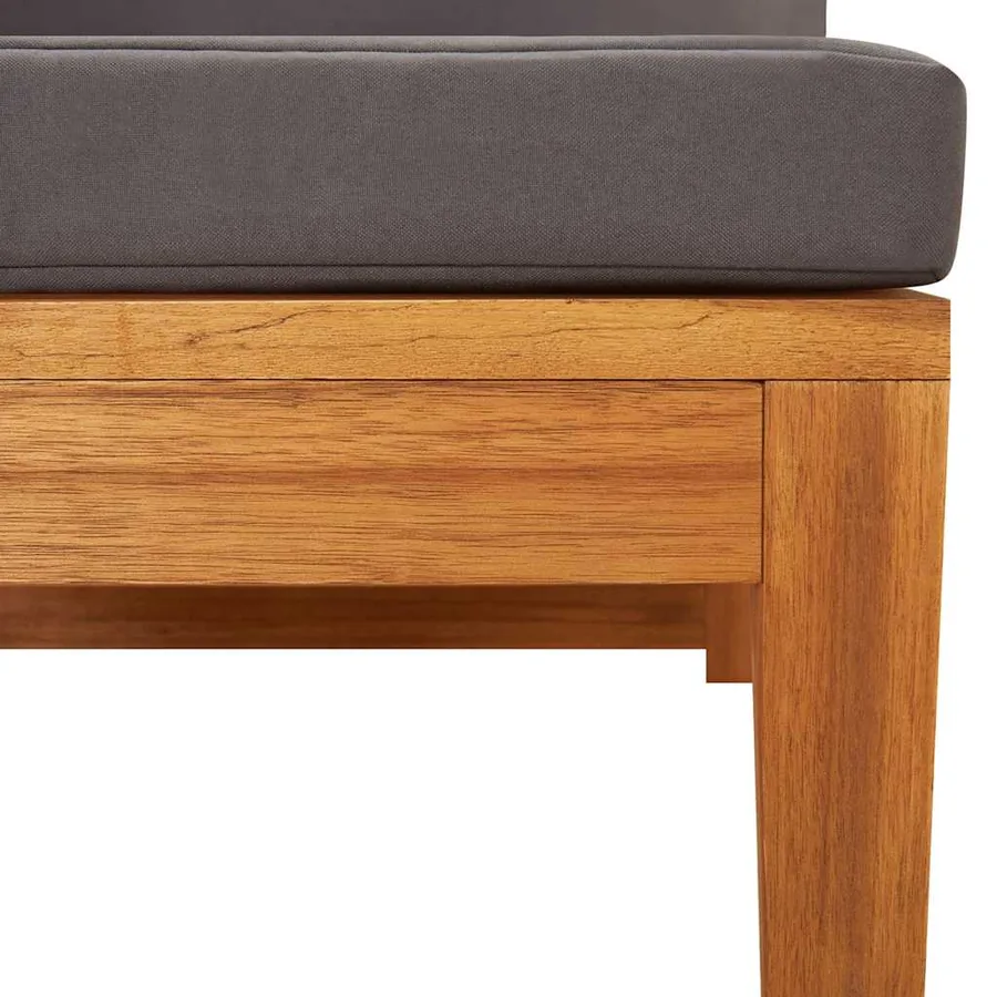 Canapé d'angle avec coussins gris foncé Bois d'acacia solide - 9