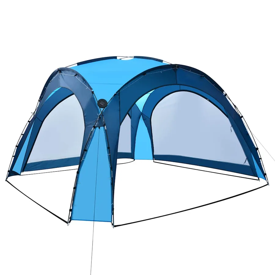 Tente de réception avec LED et 4 parois 3,6x3,6x2,3 m Bleu - 3