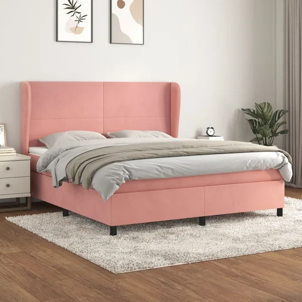 Sommier à lattes de lit avec matelas Rose 180x200 cm Velours
