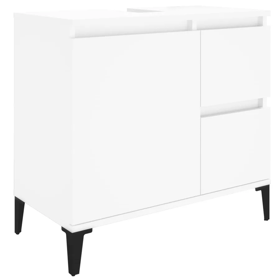 Ensemble d'armoires salle de bain 3 pcs blanc bois d'ingénierie - 5