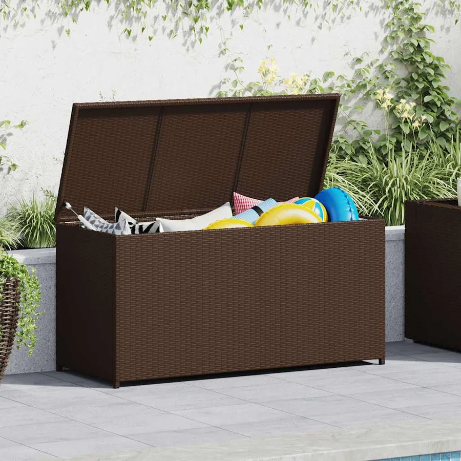 Boîte de rangement de jardin marron 120x50x60 cm résine tressée - 2