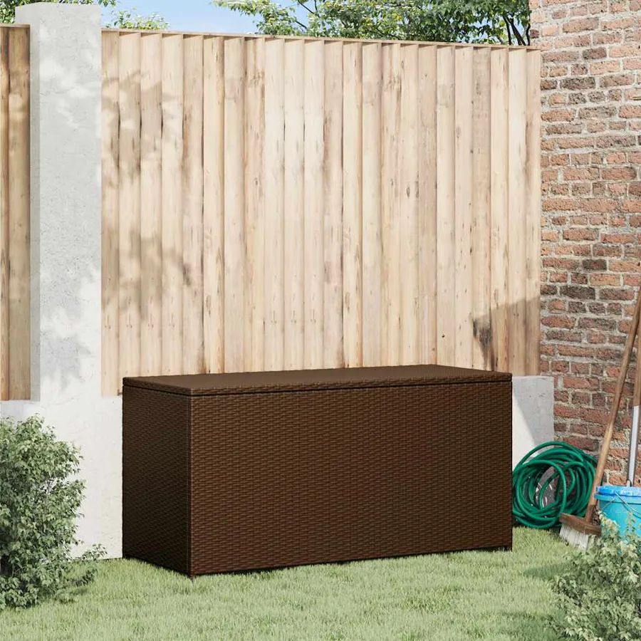 Boîte de rangement de jardin marron 120x50x60 cm résine tressée - 3