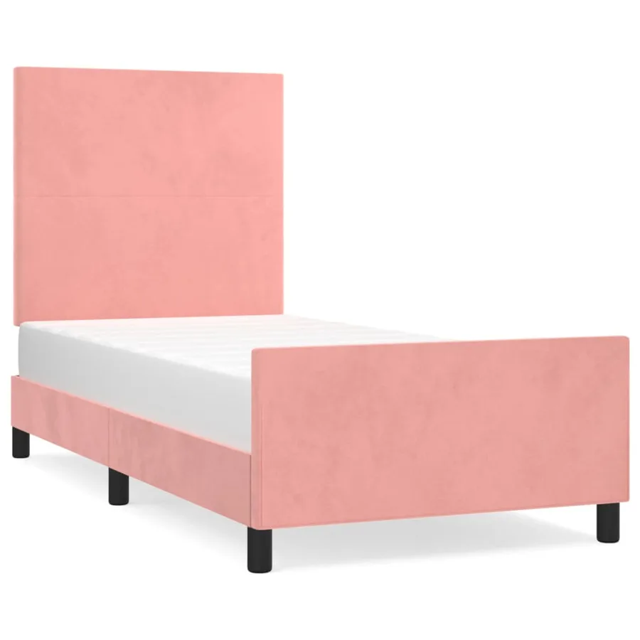 Cadre de lit sans matelas rose 90x200 cm velours - 2