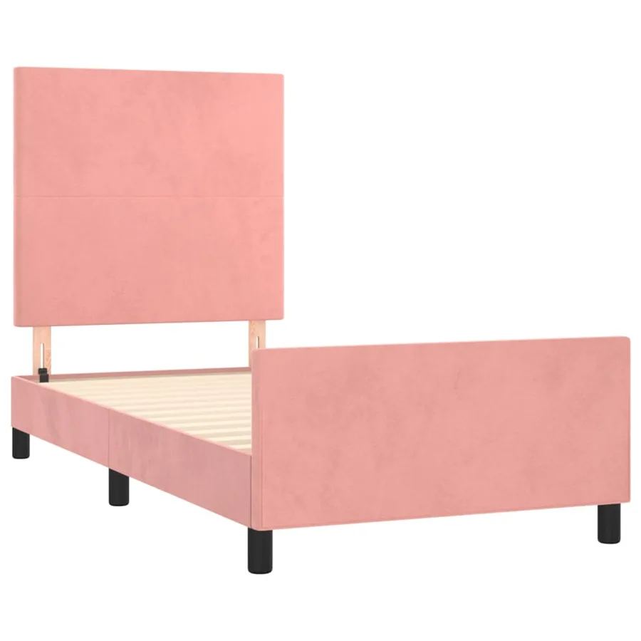 Cadre de lit sans matelas rose 90x200 cm velours - 4