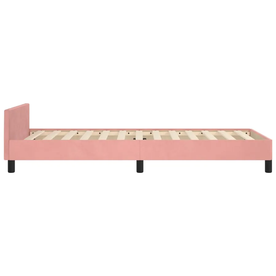 Cadre de lit sans matelas rose 90x200 cm velours - 7